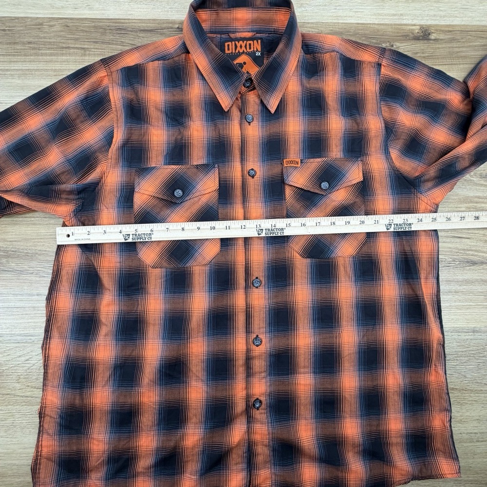 Dixxon Flannel The Sign Shirt Mens 2X Orange Plaid Long Sleeve Bamboo Button Up - Picture 5 of 7